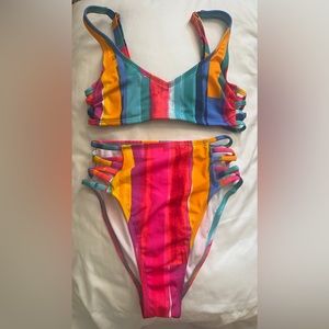 Multi-colored Cut Out Bikini